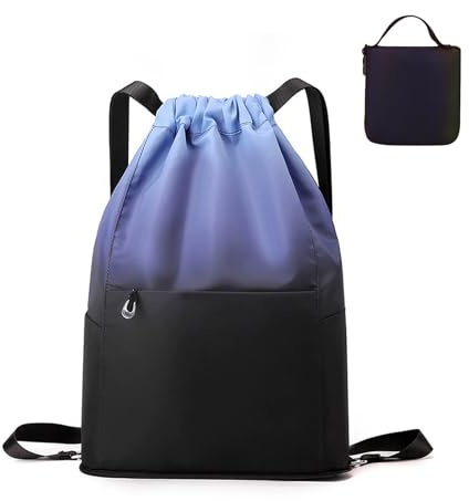 RisePlus Zaino Sacca Sportiva Impermeabile Pieghevole ，Borsa Palestra Donna Uomo, Sacca con Coulisse Grande Capacità, Zaino Palestra Piscina, Multitasche, Leggera, per Sport, Viaggio, Fitness