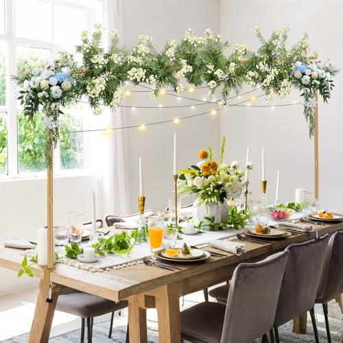 Arco da Tavolo Regolabile Oro, Kit Quadrato con Arco per Palloncino 120 a 260 cm, Supporto per Binario da Tavolo per Natale, Matrimonio, Compleanno, Anniversario, Decorazione per Feste