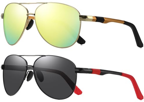 LEDING&BEST Polarizadas Gafas de Sol para Hombre y Mujer Aviador Montura metálica ultraligera e irrompible Protección UV400 Conducir Piloto