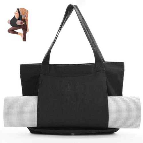 Wanfoou Yoga Mat Bag, Durable Yoga Mat Bag for Women, Extra Wide Pilates with Large Capacity and Plenty of Room for Other Items, Women Gym, Black