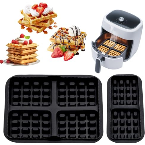 Griwuut 2 Stück Waffeleinsatz für Philips Airfryer Dual Basket 3000-5000, Silikonform Zubehör für 9L/6L/3L, Heißluftfritteuse Belgische Waffeln
