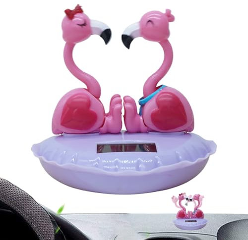 Tanna del rubinetto Flamingo figura-solare, figura oscillata per l'auto | Carina Autoeco, Figura Wackel di San per la scrivania, regalo divertente che trema la testa, raccordo solar