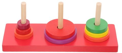 BESPORTBLE Jeu Éducatif Tour de Hanoï Bois Coloré Anneaux Empilables pour Garçon Fille Développement Motricité Fine Reconnaissance des Couleurs et Cadeau Pédagogique Sûr