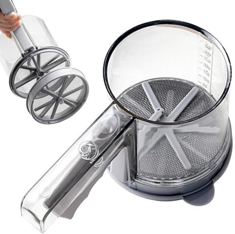 Yulokdwi Tamizador de Harina - Tamices Manuales para Polvos - Espolvoreador Semiatomático De Acero Inoxidable para Azúcar Harina Cocina Hogar Pasteles Restaurante