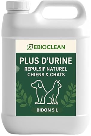 Répulsif Naturel pour Chiens et Chats anti urine, excréments |Action Immédiate |Usage Intérieur & Extérieur| sans Danger, au POIVRE |Protège Les Surfaces, Non tachant, Dressage, Éducation 5 L