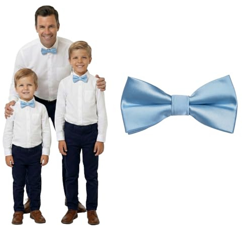 DonDon Papillon bambino ragazzi neonati e uomo effetto seta Azzurro chiaro, preannodato e regolabile in lunghezza in poliestere - accessorio festivo per matrimoni, comunioni e cerimonie