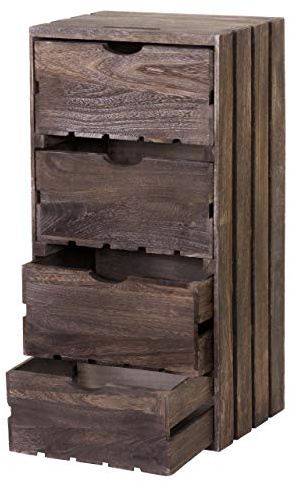 Mendler Kommode HWC-C62, Schubladenkommode Holzkiste, Shabby-Look Vintage, 4 Schubladen 70x32x26cm - braun