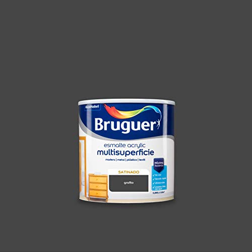 Bruguer Acrylic Multisuperficie Esmalte al agua Satinado Grafito 250 ml