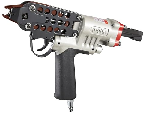 meite SC760C Pneumatic Hog Ring Gun, 16 Gauge 1/2 Crown Hog Ring Pliers, 2.6–3.6 mm Closure, Air C Ring Stapler for Fencing, Upholstery, Pet Cages, and Bag Sealing