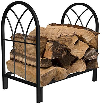 FUFU Funkenschutz Holzträger-Metallkorb, Brennholz-Rack-Stand-Heavy-Duty-Protokolle Halter for den Außenkamin-Kamin-Metall-Holz-Stapel-Stapler Organzier, schwarz Kaminzubehör (Size : 58x35x58cm)