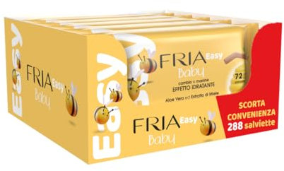 Fria Easy Baby Windelwechseltücher, mit Aloe Vera und Honigextrakt mit hautbefeuchtender Wirkung, dermatologisch getestet, Packung mit 288 Tüchern