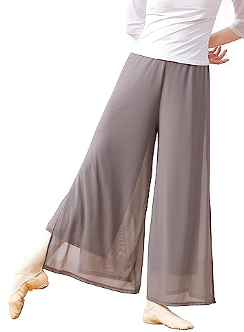 Daydance Grey Women Palazzo Pants for Dance, Wide Leg Lounge Wear