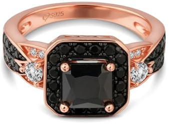 Jeulia Ring aus 925er Sterlingsilber Halo Prinzessin Schliff Valentinstag Versprechen Jubiläumsringe für Frauen und Mädchen mit Schmuckschatulle
