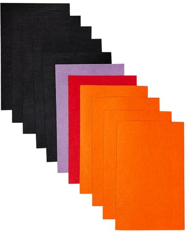 Jtnohx Feutrine, Tissu de Feutre 11 Pièces, Feutrine Loisir Creatif 17.78×28.7cm, Feuille de Feutre pour Couture (Couleurs de la série Halloween)