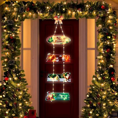 Qedertek Weihnachtsbeleuchtung Außen Batterie, 72 LED Weihnachtskranz Warmweiß Türkranz mit Timer, 8 Modi, Wasserdicht Weihnachten Beleuchte für DIY Haustür Fenster Wand Puppenhaus Weihnachtsdeko