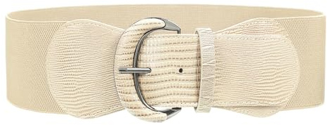 VONMELLI Ampie Cintura Elastica Donna Vintage Cintura Donna con Fibbia per Abiti Cinture Regolabile Elastiche Elegante Alla Moda Retrò Cinture Elastica per Vestito Soprabito Jeans Beige M