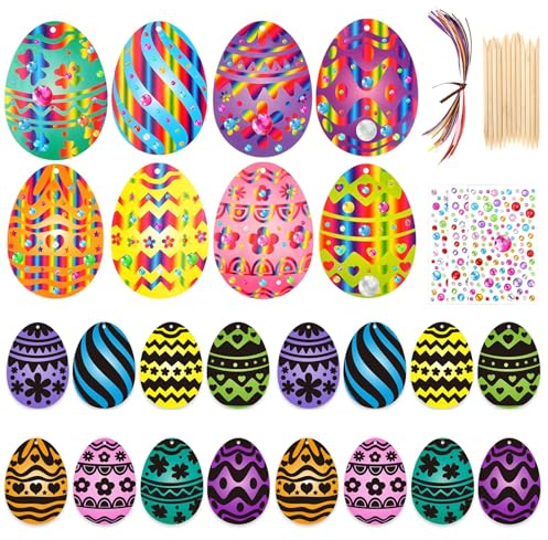 CLDURHGE 24 Papier a Gratter Paques Decoration Carte à Gratter Enfant Oeuf de Paques Carte, Cadeau de Pâques pour Enfants et Bébés - Kit Amusant et Educatif pour Le Bricolage de Pâques