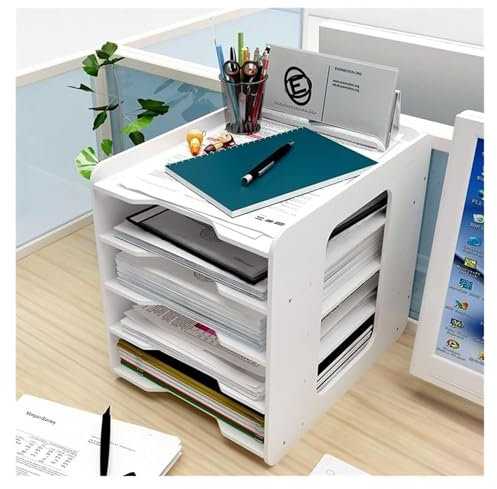 Stapelbara brevkorgar för kontor, Sorterare Flerlager Justerbar A4-filbordsorganisatör Förvaringsställ Fackhållare Brevpapper Fil Brevpapper Kontorstäthet Fiberboard(Five Floors)