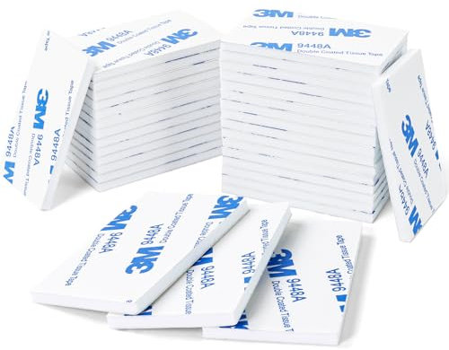 Feiyayi Double Sided Tape 3mm Thickness 60 Pcs Heavy Duty Strong Adhesive Foam Pads Mounting Sticky Pads Waterproof Rectangle (White-60)