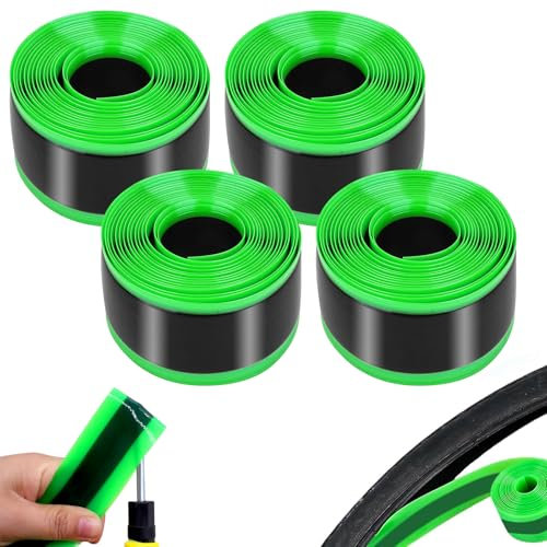 Pannenschutzband Fahrrad, 4 Stück Fahrradreifen Liner und Einlage, Felgenband Pannenschutz Fahrrad für MTB, kompatibel mit 26 29 Zoll 700C, Protector für Mountainbike Rennräder, Dunkelgrün und Grün