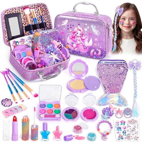 Hohosunlar Trucchi Bambina Giocattoli, Mermaid Trousse Valigetta Trucchi Giochi, Sirena Principessa Borsa, Halloween Natale Compleanno Regalo Bambina 3 4 5 6 7 8 9 10 Anni