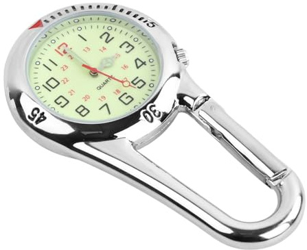Ziyonix Reloj Digital de Deporte con Clip, Llavero de Bolsillo Clip En Mosquetón Bisel Giratorio Esfera Luminosa Reloj Fob para Médicos Enfermeras Paramédicos Escalada Montañismo (Plata)