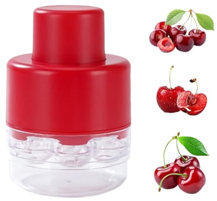 Dénoyauteur de Cerises - Extracteur De Noyaux Portable Pour Cerises,Évide-Fruits à 7 Trous avec Protège-Éclaboussures et Libération Rapide Gadgets de Cuisine pour Maison Voyage et Plein