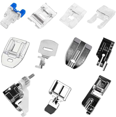 11 Pièces Kit De Pieds De Biche Multifonctionnels pour Machines À Coudre - avec Pied À Rouleau Et Pied À Fermeture Éclair pour Machines，pièces Pied-de-biche pour Machine À Coudre，Pieds À Fermeture Éc
