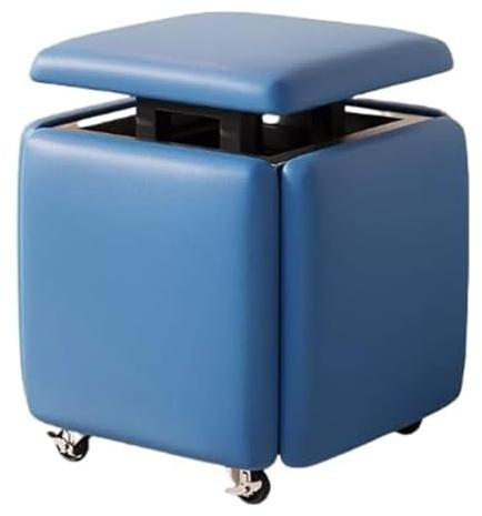 Sedia a cubo pieghevole 5 in 1, versatile, in pelle, con rotelle, per soggiorno e sala da pranzo, elegante soluzione portatile e multifunzionale