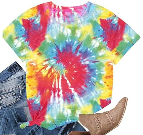 Pride Shirts for Women Gay Rainbow Flag Tie Dye T Shirt Crew Neck Casual Tees