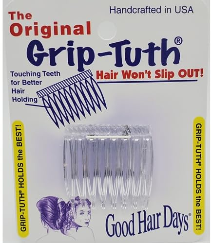 Grip-Tuth Combs - Set Of 2 Hair Side Combs - Hair Combs For All Types Of Hair - Decorative & Hair Styling Women Accessories (Clear, 1 ½ ″ Wide)
