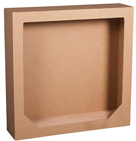 Rayher Pappmaché- Rahmen 21,7x21,7x5,5cm, mit 3-rilligem Holzsteckboden, FSC Mix Credit, Objektrahmen, Bilderrahmen, 67266000, Natur