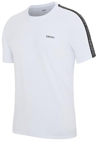 DKNY Penguins Camiseta Hombre Manga Corta 100% Algodón Negra | Camisetas Hombre Ropa Deportiva y Loungewear con Cuello Redondo y Banda Lateral | Camiseta de Algodón Hombre Negra | Idea Regalo Hombre