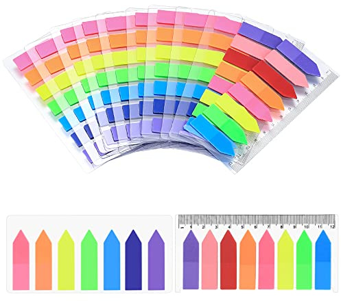 1580 Pcs Colorful Sticky Notes Set, Translucent Index Tabs Self Adhesive, Book Annotation Page Markers Sticky Notes Strips for School Office Stationery Labels - 11 Packs