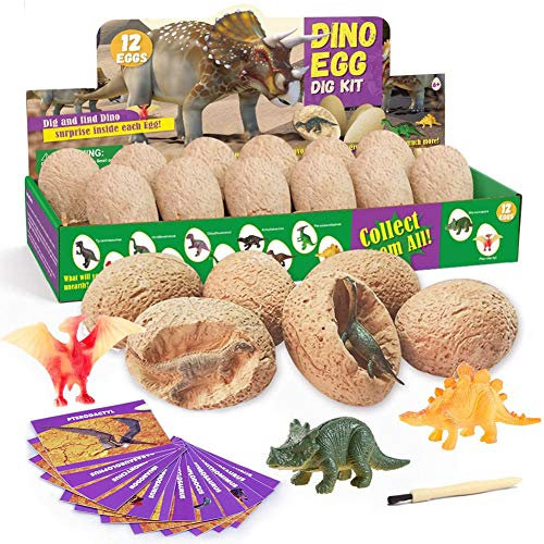 Pinkgarden Dinosaurier-Ausgrabungsset für Kinder mit 12 einzigartigen Dinosauriern, Dinosaurier Spielzeug für Partei Archäologie Paläontologie Wissenschaft Bildungsgeschenk