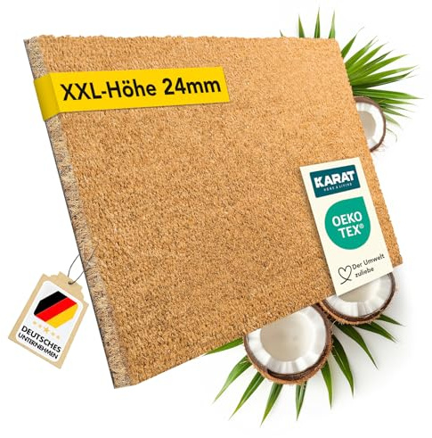 KARAT | Paillasson en Noix de Coco Naturelle, Fibres de Coco Antidérapantes | Idéal pour Une Utilisation Intérieure et Extérieure | 2 Épaisseurs au Choix | 100x100 cm | 2,4 cm, Naturel