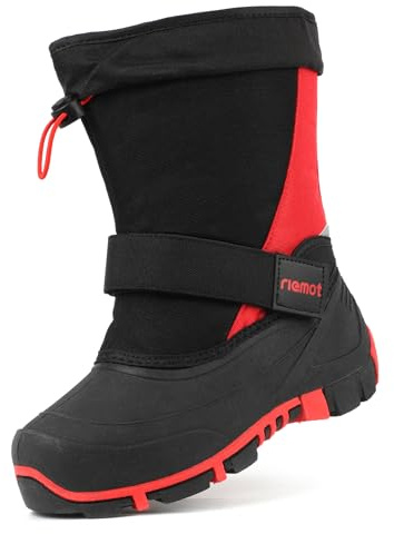 riemot Unisex Kid's Snow Boots, Winter Boots Boys Girls, Warm Lined Winter Shoes Waterproof Children's Boots, Non-slip Snow Boots, Red, 2.5 UK