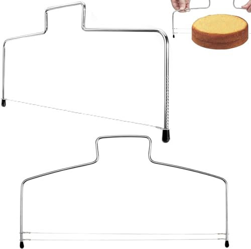2 Pezzi Ondulation de Fil D'acier Torta Taglierina Set, Torta Affettatrice per Tagliare la torta di Compleanno, Taglia Torte per Dividere la pasta e Gli Spaghetti（Linea Doppia e Linea Singola）