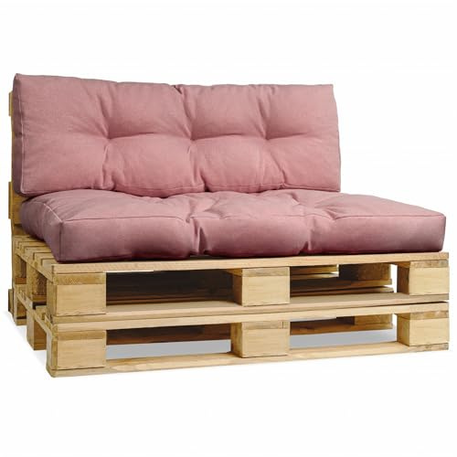 MG Design Cuscini da esterno per arredo giardino in bancali legno 40x120 cm, 80x120 cm rosa chiaro - in tessuto spesso per mobili da esterno - set di 2 cuscini per pallet