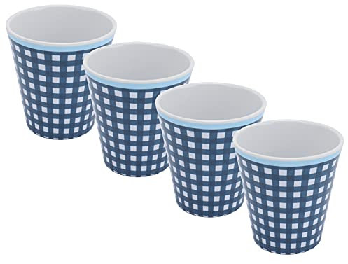 Juego de Tazas de Melamina, Rejilla Azul Oscuro, Hermosa, Práctica, Resistente, Leche, Agua, Bebida, Taza de té para Restaurante y Escuela
