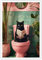 horakey Lustige schwarze Katze mit WC-Poster, niedliche Katze, die Zeitung liest, Badezimmer, Kunst, botanisches Tier, rosa WC-Gemälde für Wohnzimmer, Schlafzimmer, WC, Wanddekoration, 30,5 x 40,6 cm