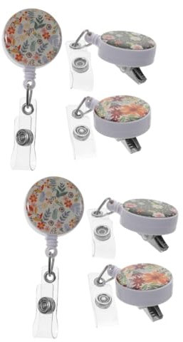 VILLCASE 6stücke Rotierende Ausweisclips Praktische Mit Blumen-design Für Büroangestellte Und Veranstaltungen Multi- Ausweishalter Einziehbar Und Leicht Zu Tragen