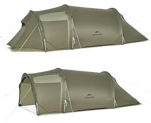 Naturehike Opalus - Tienda de campaña tipo túnel para 2/3 personas, tienda de campaña ligera con vestíbulo, doble pared para 4 estaciones para acampar (3 personas)