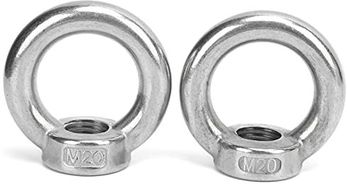NDNCZDHC 2 pièces écrou à œil M16 M20 M22 forme d'anneau fileté boucle femelle écrous de quincaillerie en acier inoxydable yeux de levage pour lustre de lampe suspendue (M20)