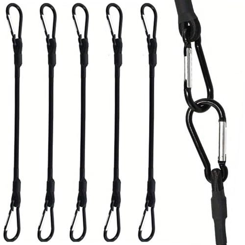 5 pièces Noir Tendeurs Élastiques,avec Mousquetons,Sangles en Caoutchouc Robustes et Réglables 35cm,pour Vélo,Camping, Bâches,Tente et Bagages