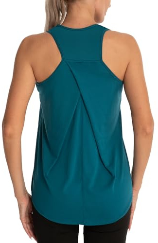 Dawnrole Gym Tops for Women Sleeveless Yoga Fitness Shirts Racerback Sports Top Women Dark Green