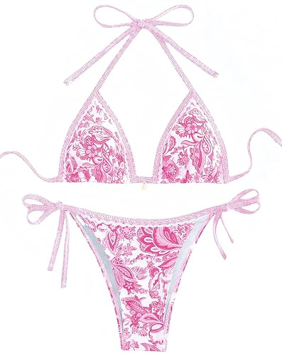 Ocean Plus Kvinnors Bohemianska Triangelbikini Kostym med Hängare Badkostym Bärs Push-ups