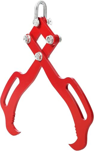 GarveeTech 18 Inch Log Lifting Tongs, Heavy Duty 2-Claw Timber Grapple Grabber, Solid Steel Logging and Skidding Tongs with Swivel Hook for Tractor, ATV, Truck, Skidder, and Forklift, Red