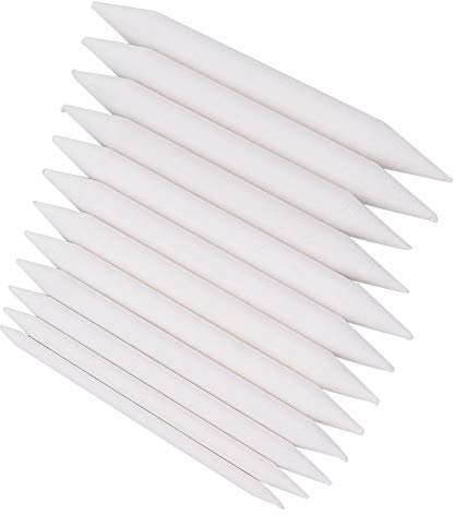 UPALDHOU 12 St Vitpapper Penna Ritverktyg för Kol Pasteller Professionell Skiss Stubbar Smudge Stick