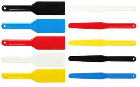 Paquete de 10 espátulas de plástico – Espátula de mezcla de tinta de serigrafía, barra de agitación de pintura y resina epoxi, raspador que no chispas para pasta de soldadura SMT (rojo, cuchillo de